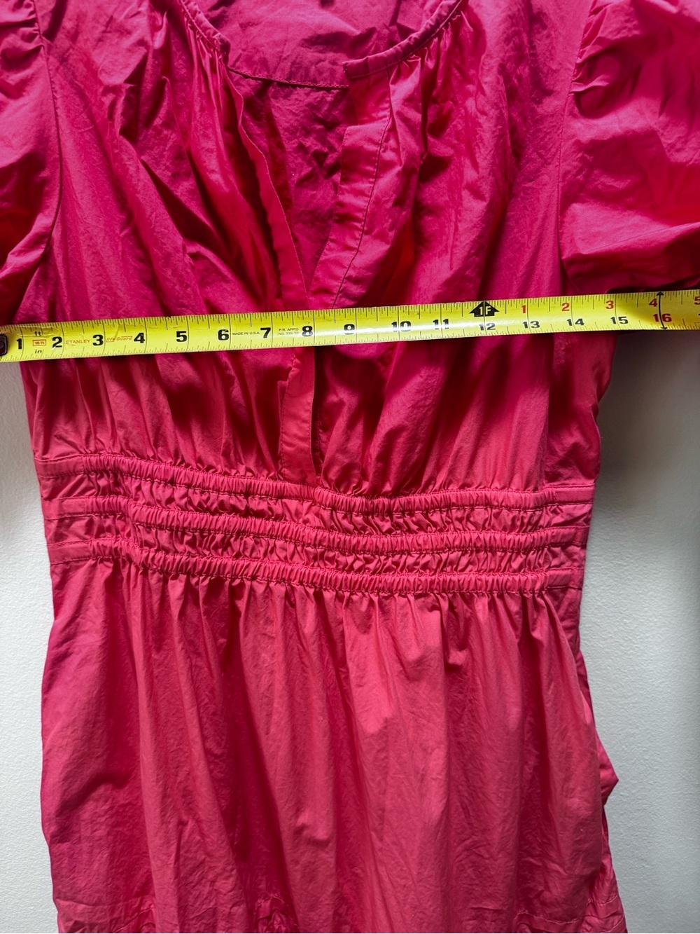 Quince 100% Organic Cotton Poplin Tiered M Maxi Dress Smocked Lightweight Coral - Picture 14 of 16